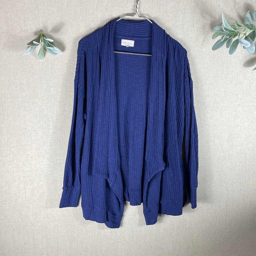 Melloday > Blue Ribbed Open Cardigan Small